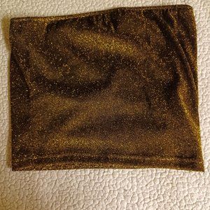 FOREVER 21 GLITTERY GOLD CROPPED TUBE  TOP  SIZE  SMALL